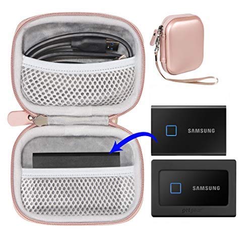 getgear Silicone Bumper for Samsung T7 Touch Portable SSD - 1TB, 2TB, 500GB, USB 3.2, Strong-Shock Absorbing, Slip-Resistant- Black GETGEAR