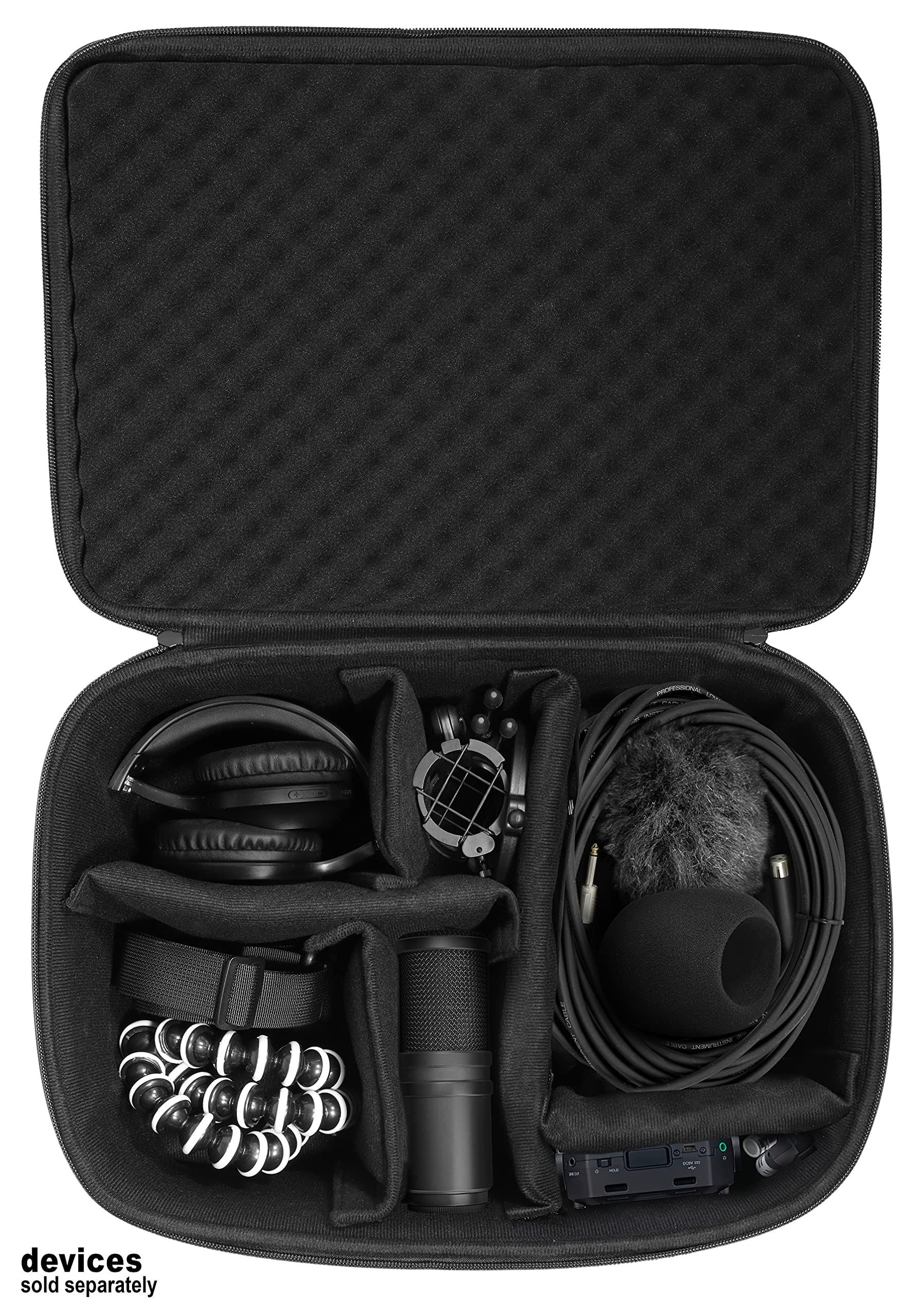getgear All in one case for Zoom Portable Handy Recorder Compatible with Zoom H8, Q2n-4K, H6, H5, H4 and Headphones, Microphones, Stands, Charger, Cords and Tablet/Laptop GETGEAR