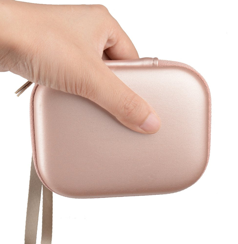Travel Easy Designed Protective Case by WGear for Anker PowerCore 13000 Portable Charger, mesh Pocket for Cable, Fastening Elastic Strap, Featured Wrist Strap (Rose Gold) WGear