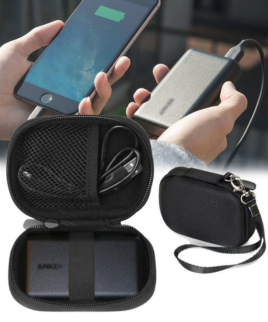 WGear Feature Designed Semi-Hard Case for Anker PowerCore 10000 Portable Charger Exter Batteries, mesh Pocket for Cable, Fastening Elastic Strap, Wrist Strap Ballistic Red WGear