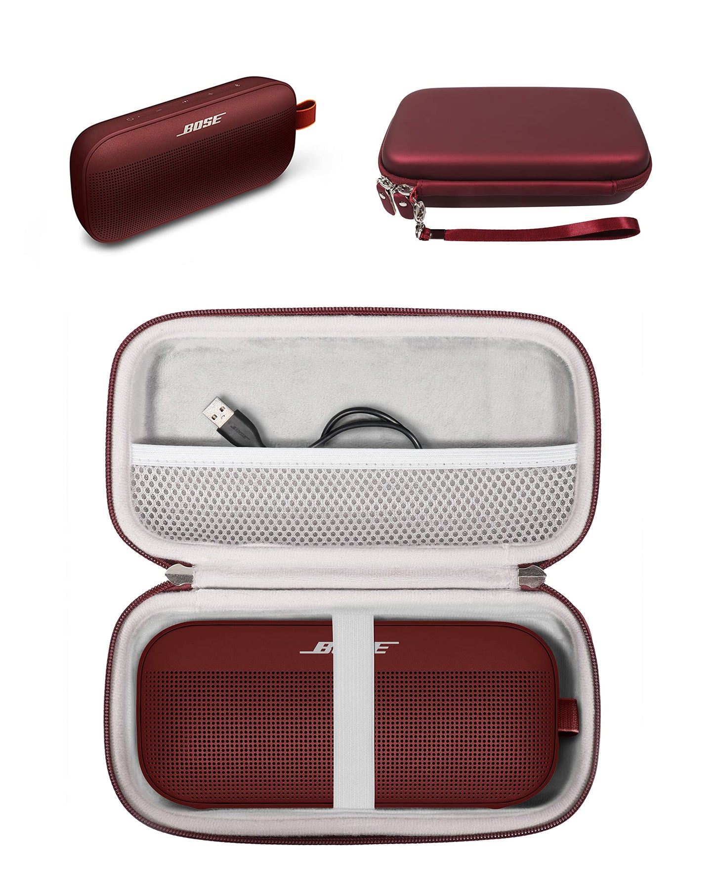 GETGEAR Case for Bose SoundLink Flex Bluetooth Portable Speaker by getgear, mesh Pocket for Charger Cord, Detachable Wrist Strap GETGEAR