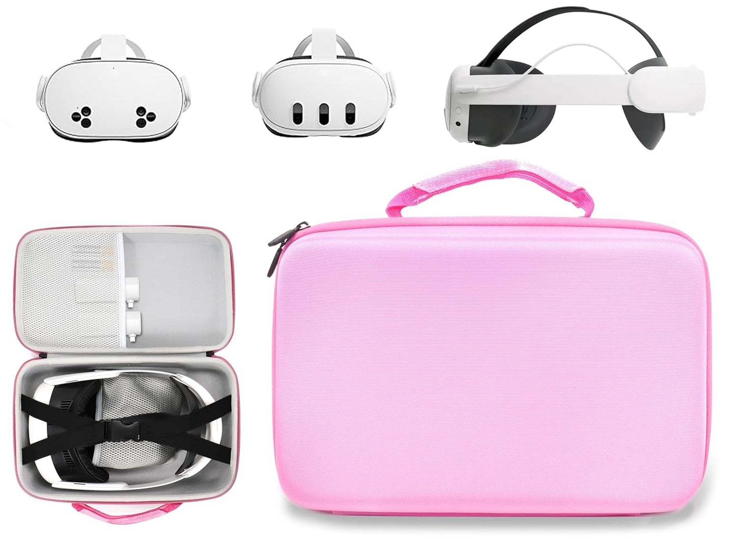 GETGEAR Hard Travel Case for Meta Quest 3s, Quest 3 & Quest 2 – Shockproof VR Headset Carrying Case with Controller & Accessory Storage