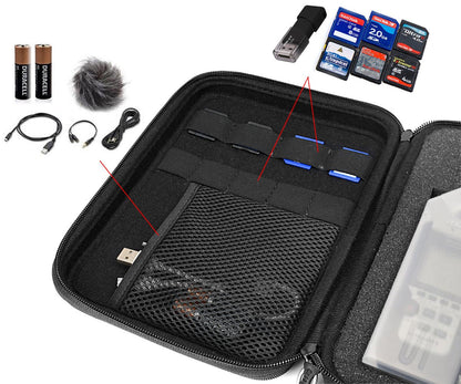 Professional Portable Recorder Case with DIY foam inlay for ZOOM H1, H2N, H5, H4N, H6, F8, Q8 Handy Music Recorders, Charger, Mic Tripod Adapter and Accessories (Polyester Black) WGear