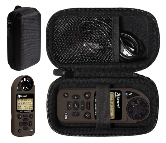 getgear Weather Meter Case for Kestrel Weather Meter Compatible with Kestrel Elite, 5700/ 5700X, 5200, 5100, 5500, 2700, 3500, 3000, 3550, 2500, 1000 (Black with Orange Zipper) GETGEAR