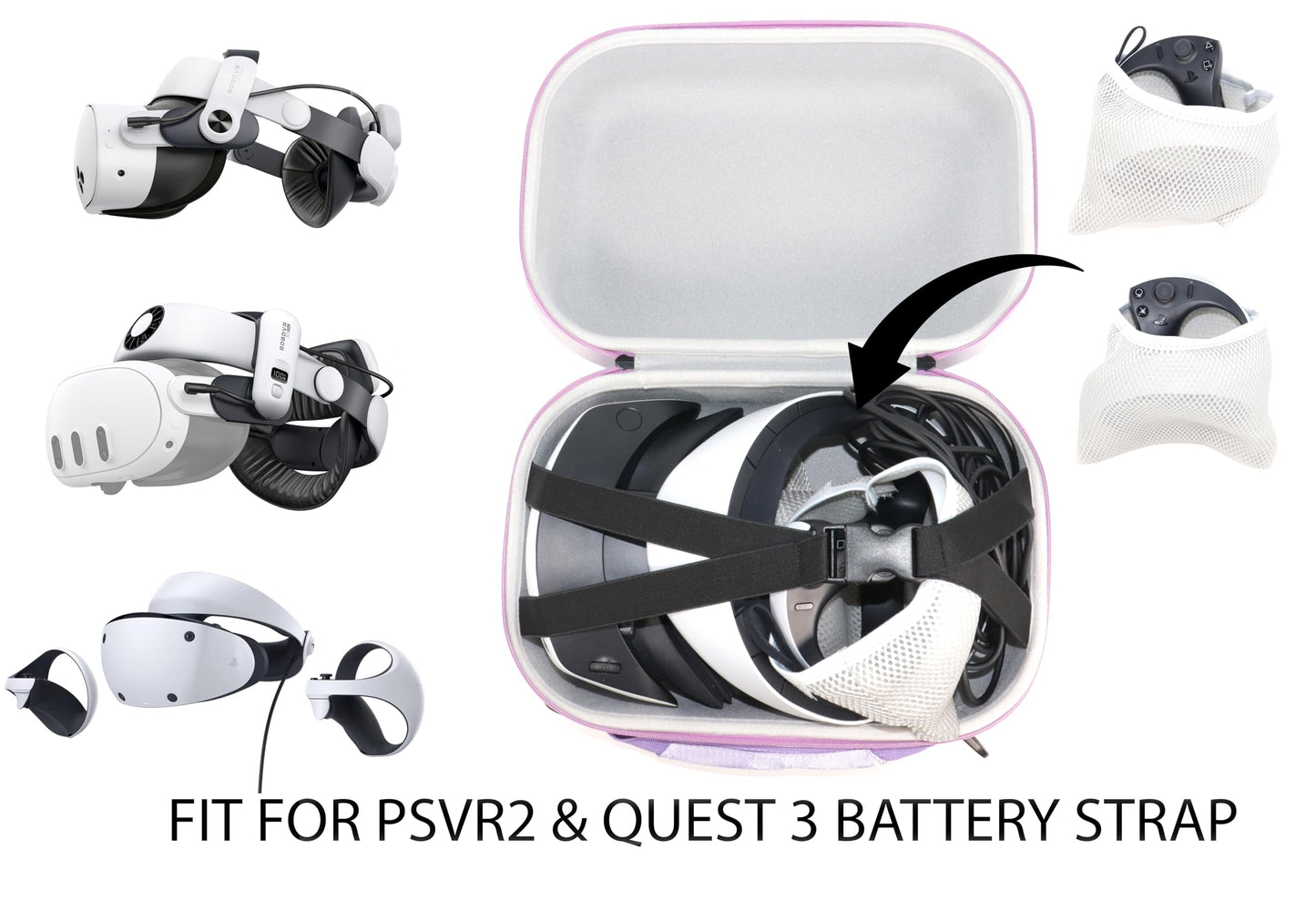 GETGEAR Case for PSVR 2 / Quest 3(with Large Size modded strap like BOBOVR ) Case With Shoulder Strap, Multicolor Option Avaliable.