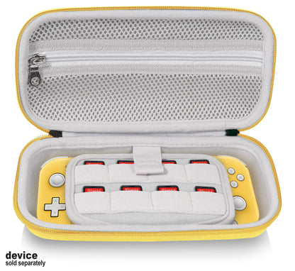 GETGEAR Case for Nintendo Switch Lite, divide panel for extra Screen protection, Switch Game card holders, mesh accessory pocket (Yellow) GETGEAR