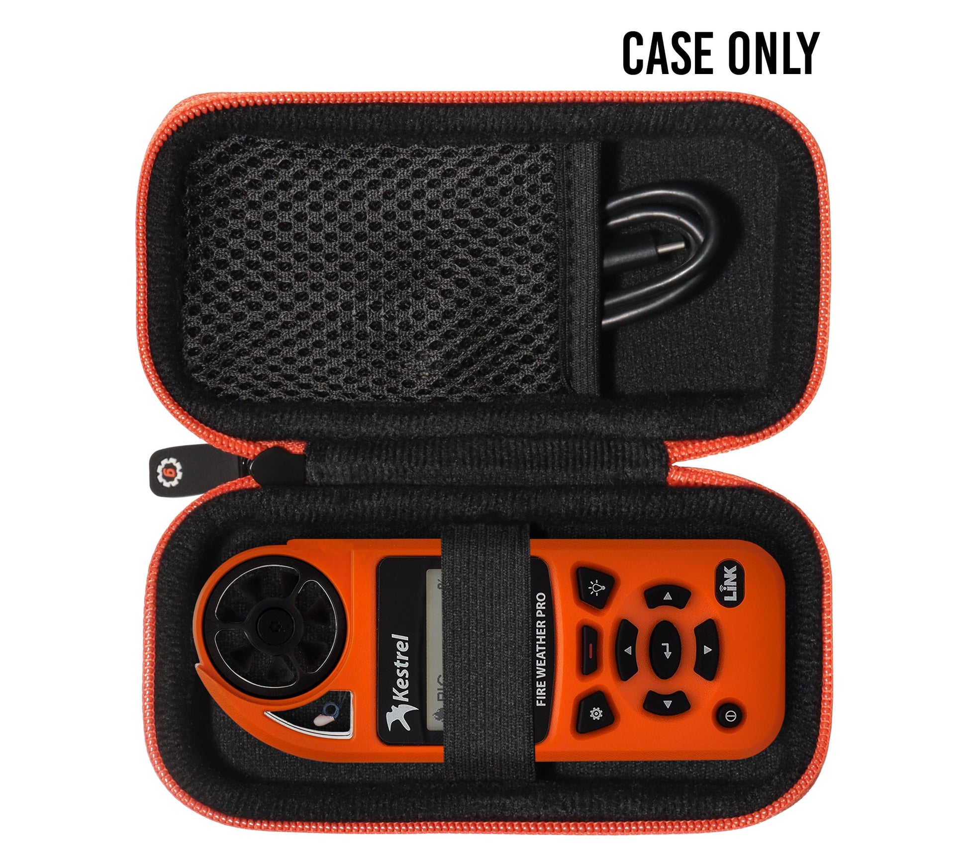 getgear Weather Meter Case for Kestrel Weather Meter Compatible with Kestrel Elite, 5700/ 5700X, 5200, 5100, 5500, 2700, 3500, 3000, 3550, 2500, 1000 (Black with Orange Zipper) GETGEAR