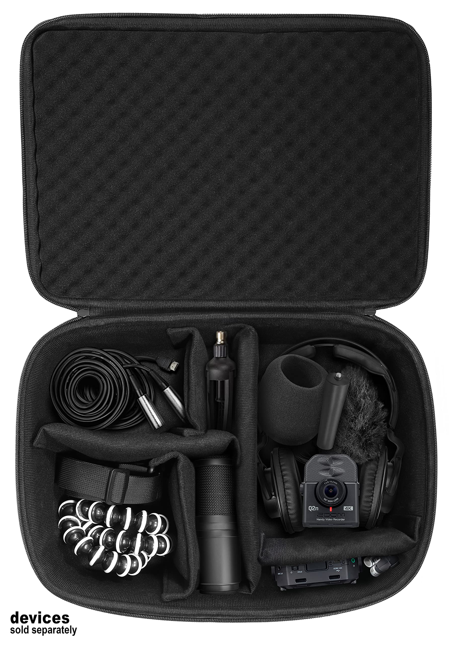 getgear All in one case for Zoom Portable Handy Recorder Compatible with Zoom H8, Q2n-4K, H6, H5, H4 and Headphones, Microphones, Stands, Charger, Cords and Tablet/Laptop GETGEAR