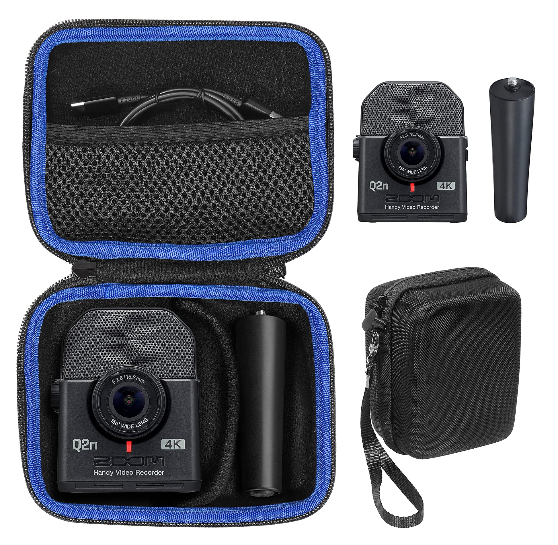 getgear Case for Zoom Q2n-4K Handy Video Recorder and Zoom MA-2 Tripod, Organizer for Q2n-4k/H2n Recorder, Tripod, Cord, Flash Memory Card and SSD, Also fit for mini Trail Game Camera GETGEAR