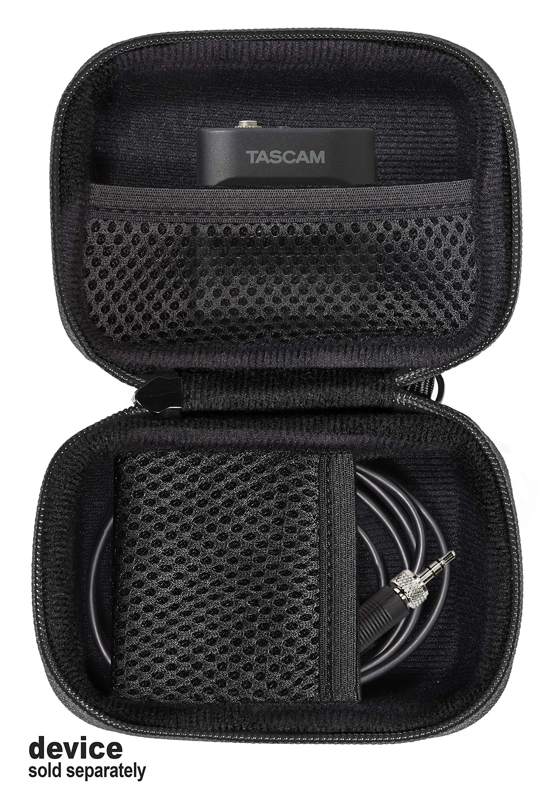 getgear Case for Tscam DR-10L Digital Audio Recorder, mesh Pocket for Lavalier Mic and SD Cards, card reader, Comes with Carabiner for Easy Carrying GETGEAR