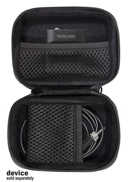 getgear Case for Tscam DR-10L Digital Audio Recorder, mesh Pocket for Lavalier Mic and SD Cards, card reader, Comes with Carabiner for Easy Carrying GETGEAR