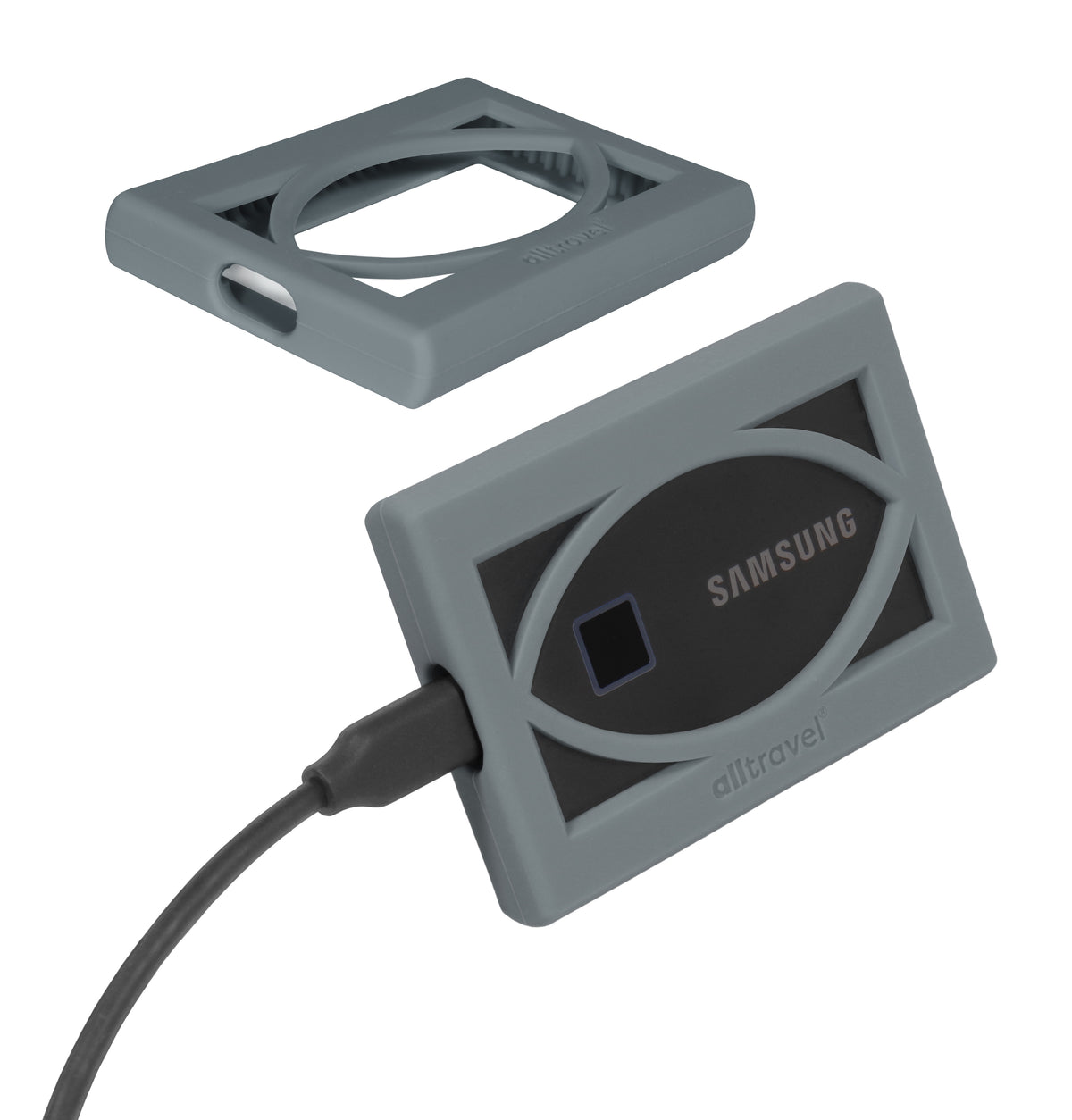 getgear Silicone Bumper for Samsung T7 Touch Portable SSD - 1TB, 2TB, 500GB, USB 3.2, Strong-Shock Absorbing, Slip-Resistant- Black GETGEAR