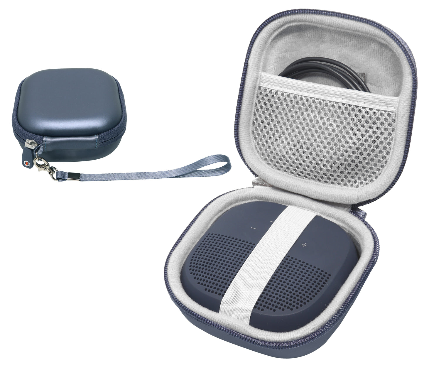 Feature Protective Case for Bose SoundLink Micro Bluetooth Speaker by WGear, Featured Design with mesh Pocket for Cable and Other Accessories, Elastic Strap to Secure Device WGear