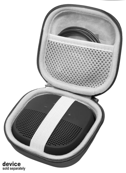 Feature Protective Case for Bose SoundLink Micro Bluetooth Speaker by WGear, Featured Design with mesh Pocket for Cable and Other Accessories, Elastic Strap to Secure Device WGear