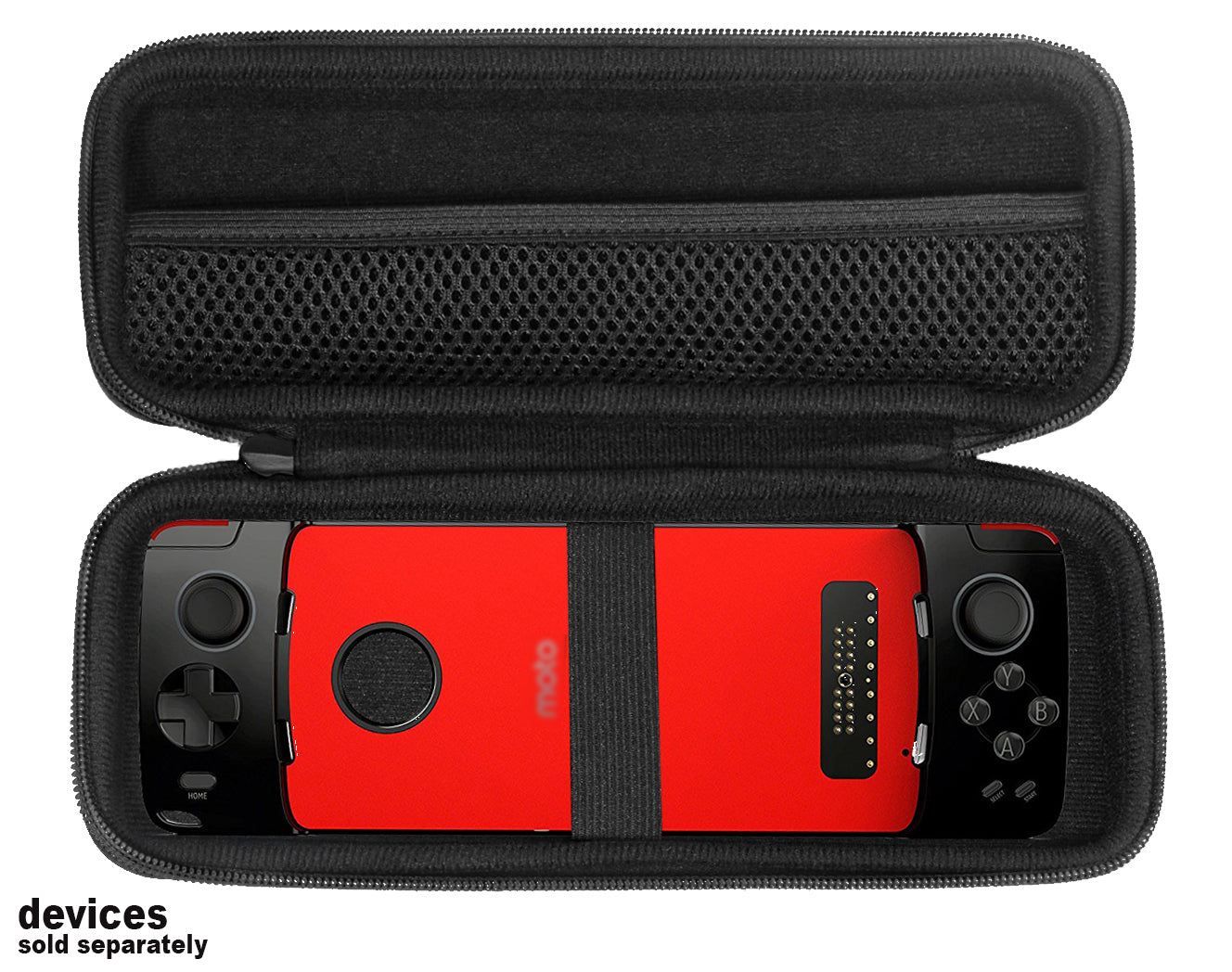 WGear Protective Case for Gamepad Moto Z, Base with Elastic Secure Strap for Gamepad and mesh Pocket in lid for Moto Z, All in one case Solution, Easy to Carry, Good Protection GETGEAR