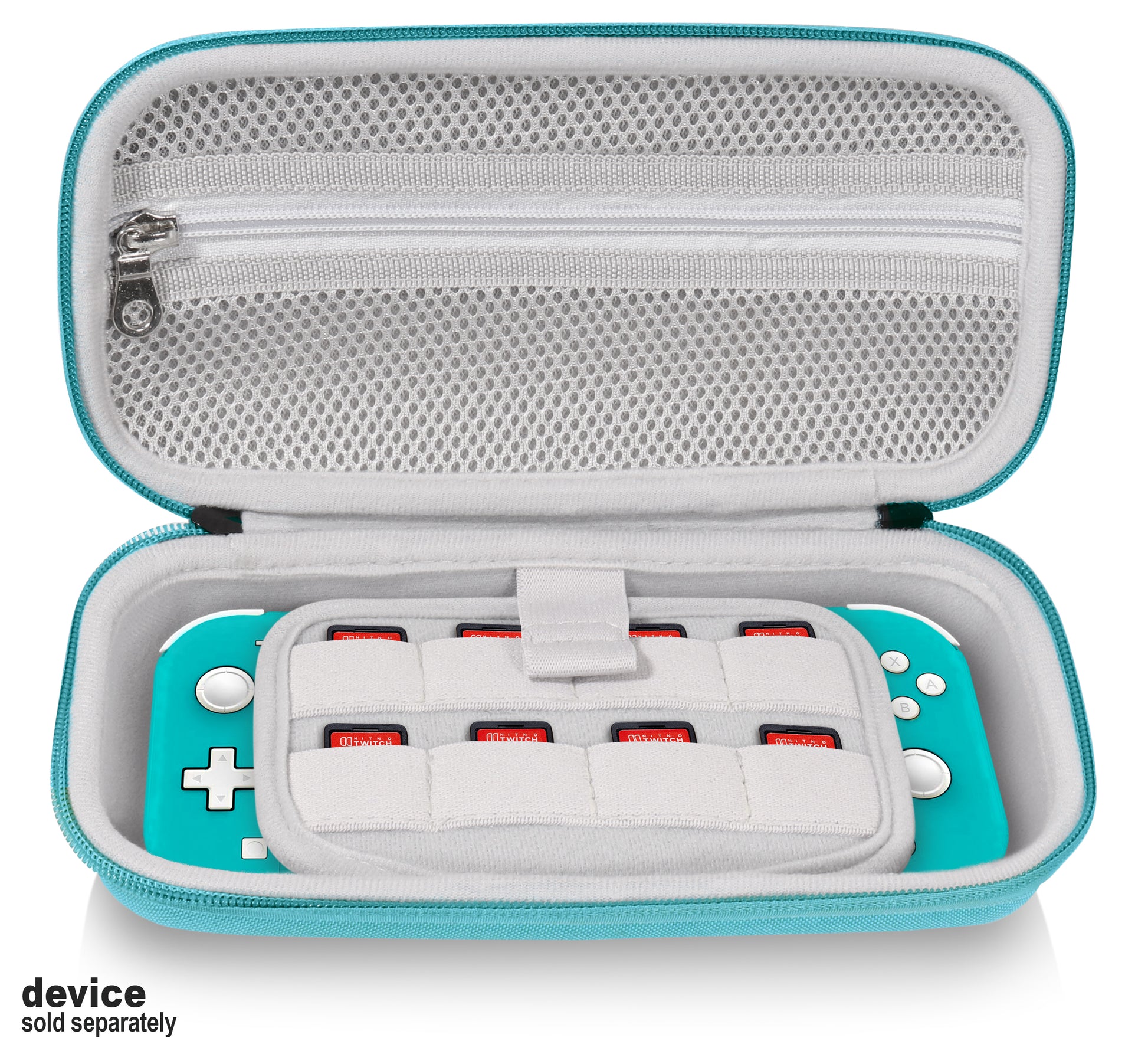 GETGEAR Case for Nintendo Switch Lite, divide panel for extra Screen protection, Switch Game card holders, mesh accessory pocket (Yellow) GETGEAR