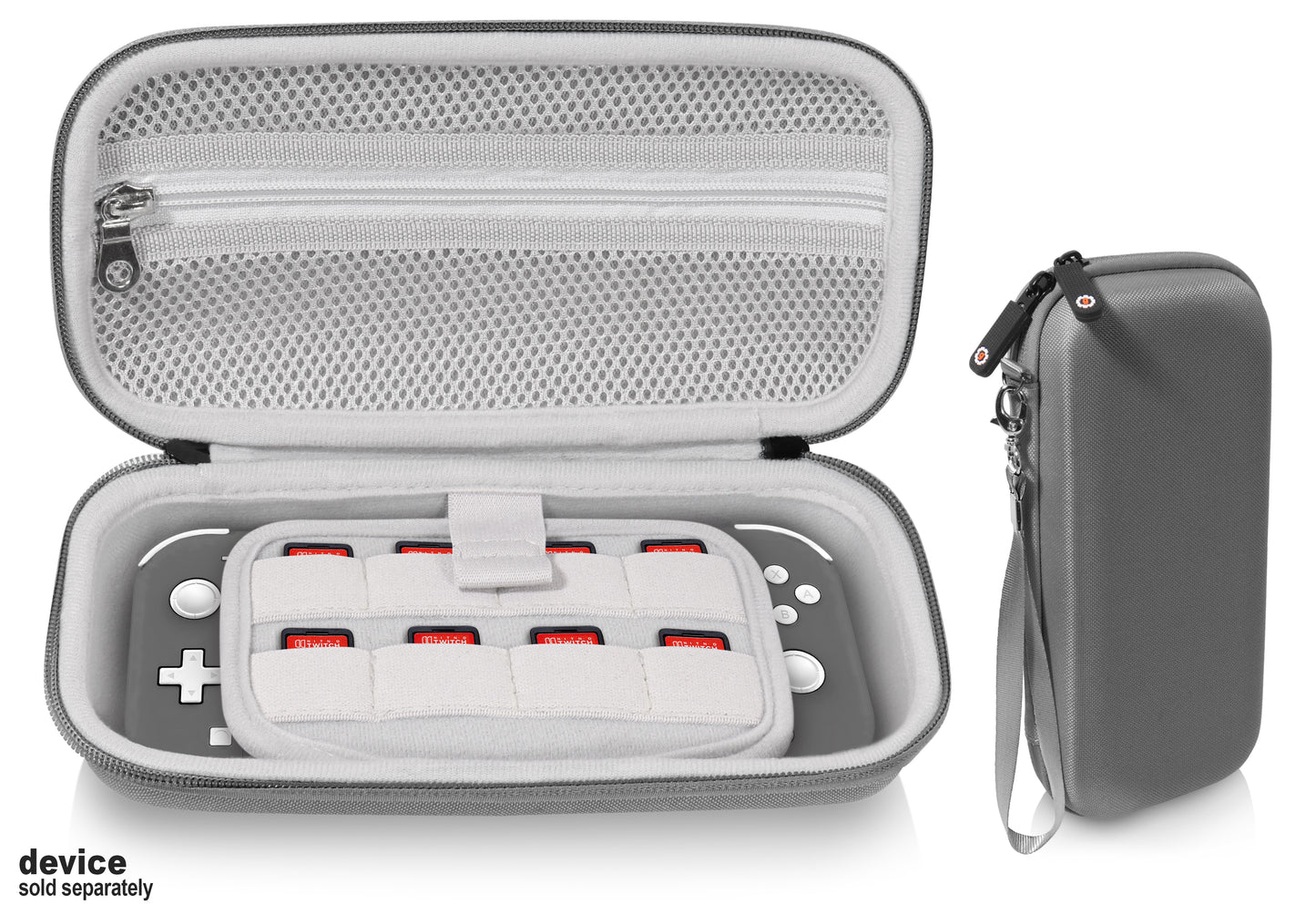 GETGEAR Case for Nintendo Switch Lite, divide panel for extra Screen protection, Switch Game card holders, mesh accessory pocket (Yellow) GETGEAR