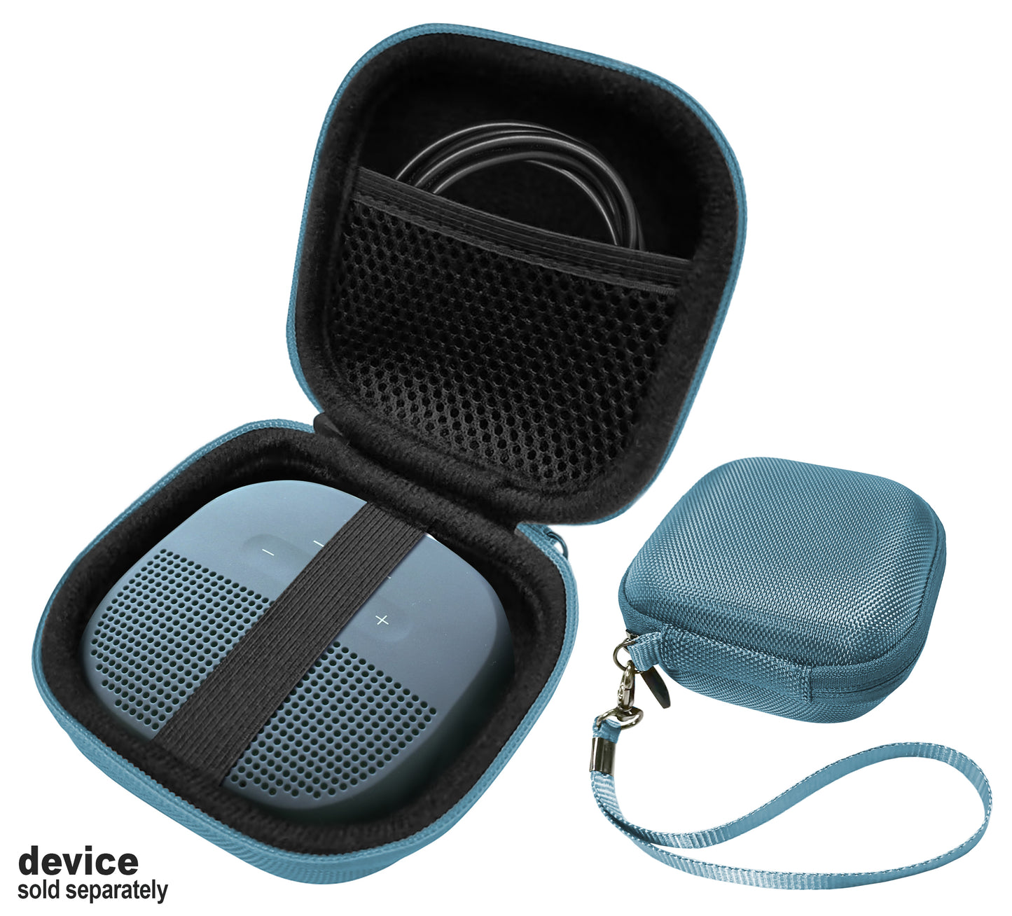 Feature Protective Case for Bose SoundLink Micro Bluetooth Speaker by WGear, Featured Design with mesh Pocket for Cable and Other Accessories, Elastic Strap to Secure Device WGear