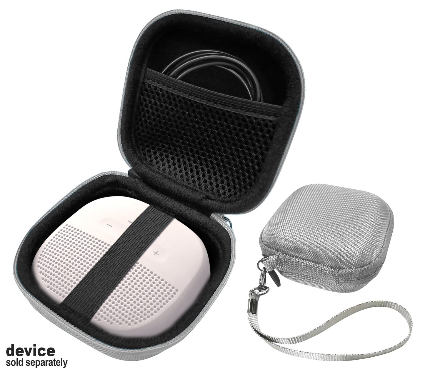 Feature Protective Case for Bose SoundLink Micro Bluetooth Speaker by WGear, Featured Design with mesh Pocket for Cable and Other Accessories, Elastic Strap to Secure Device WGear