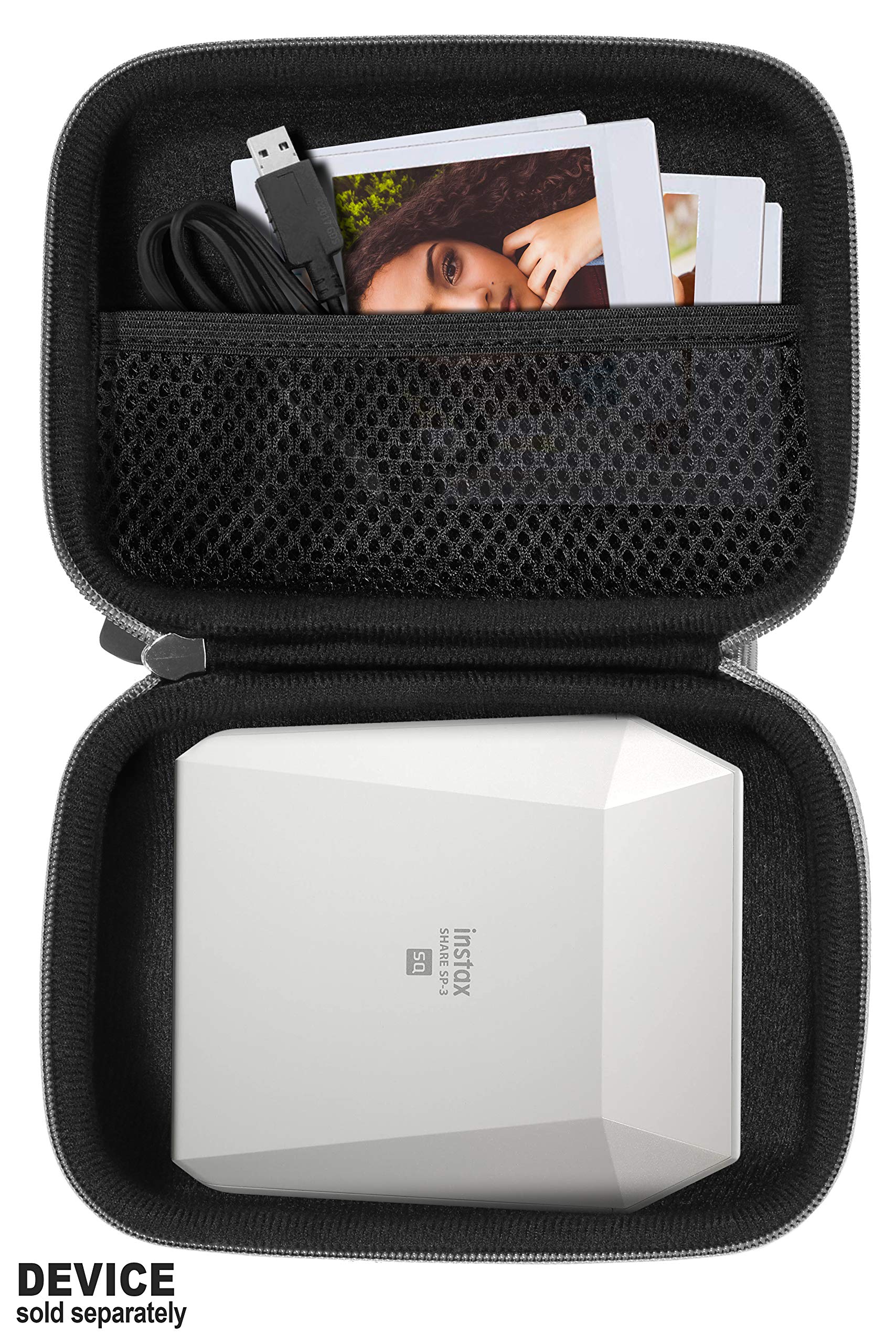 Protective Case for Fujifilm Instax SP-3 Mobile Printer by WGear, Mesh Pocket for Cable and Printing Paper WGear