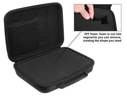 Professional Portable Recorder Case with DIY foam inlay for ZOOM H1, H2N, H5, H4N, H6, F8, Q8 Handy Music Recorders, Charger, Mic Tripod Adapter and Accessories (Polyester Black) WGear