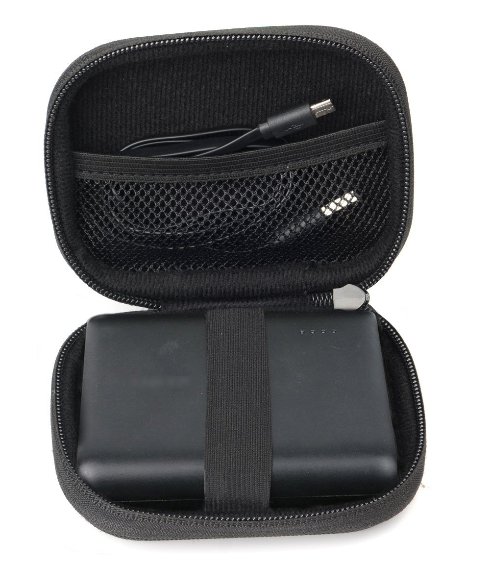 Travel Easy Designed Protective Case by WGear for Anker PowerCore 13000 Portable Charger, mesh Pocket for Cable, Fastening Elastic Strap, Featured Wrist Strap (Ballistics Black) WGear