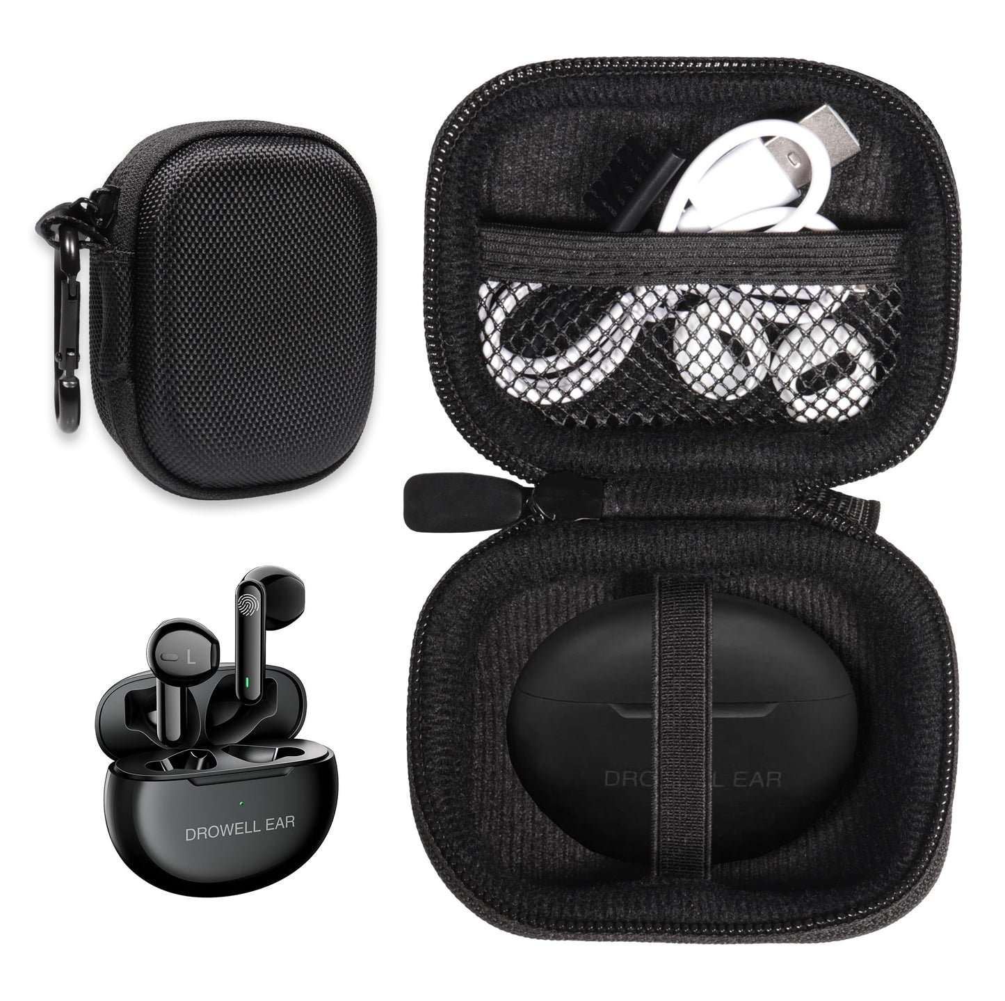 getgear Hearing Aids Case for DROWELL EAR Hearing Aids, Hearing Aids for Seniors Rechargeable with Noise Cancelling Hearing Amplifiers, Strong Mini Case with Mesh pocket GETGEAR