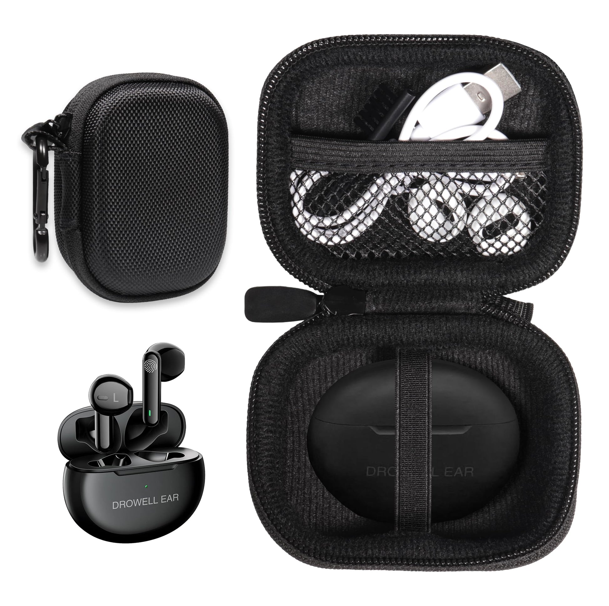 getgear Hearing Aids Case for DROWELL EAR Hearing Aids, Hearing Aids for Seniors Rechargeable with Noise Cancelling Hearing Amplifiers, Strong Mini Case with Mesh pocket GETGEAR