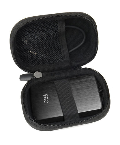 WGear Headphone Amplifier Case for FiiO A3, FiiO Q1, Creative Sound Blaster E1, E3, TOPPING NX1s, SMSL Audio Sap-5, mesh pocket for cable, fastening elastic strap, wrist strap Ballistic Black WGear