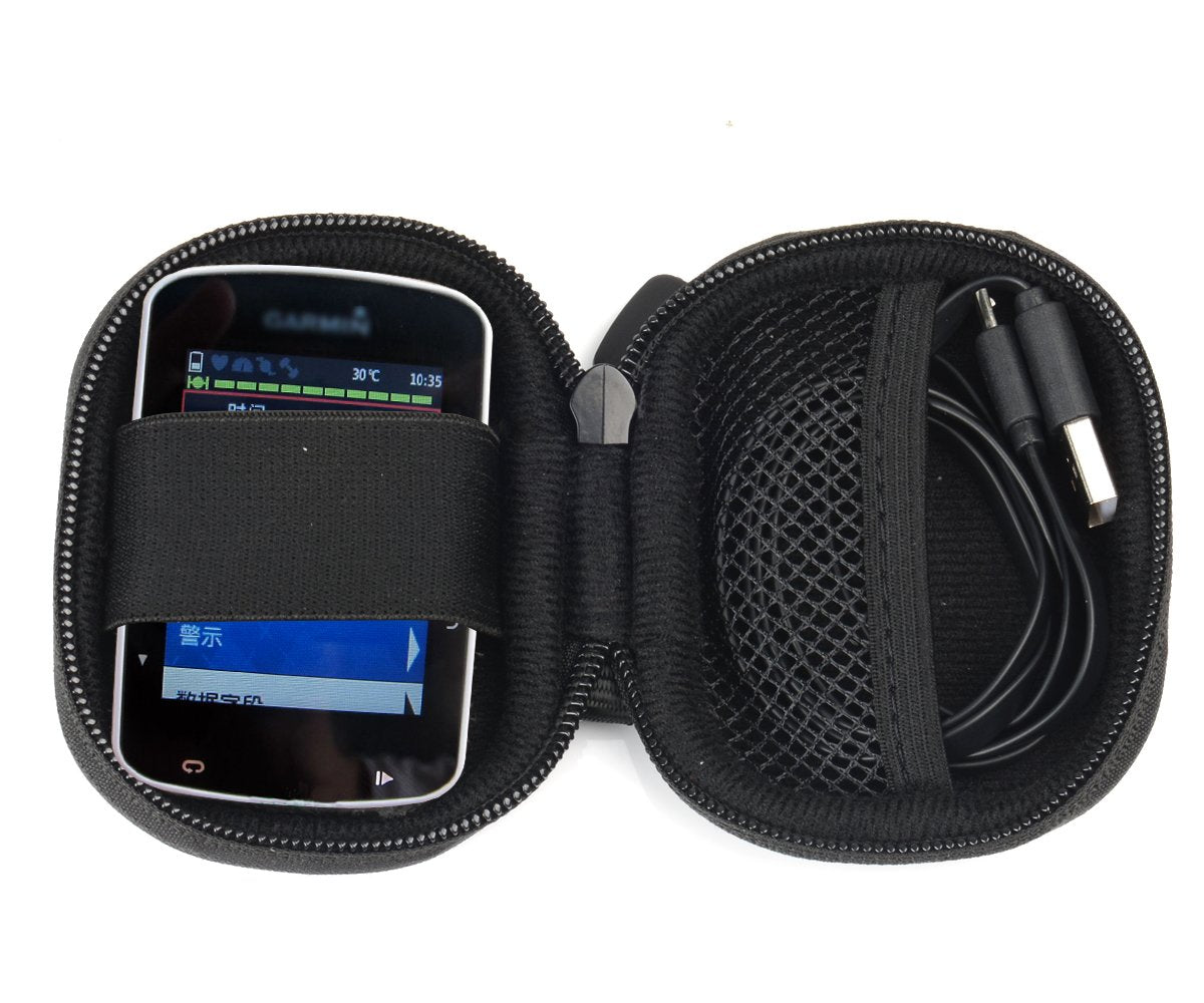WGear Feature Designed Compact Hard Case for Garmin Edge 520 Bike GP, Edge 820, Elastic Strap in The Base to Secure The Device, and Mesh Pocket for Accessories Ballistic Black WGEAR