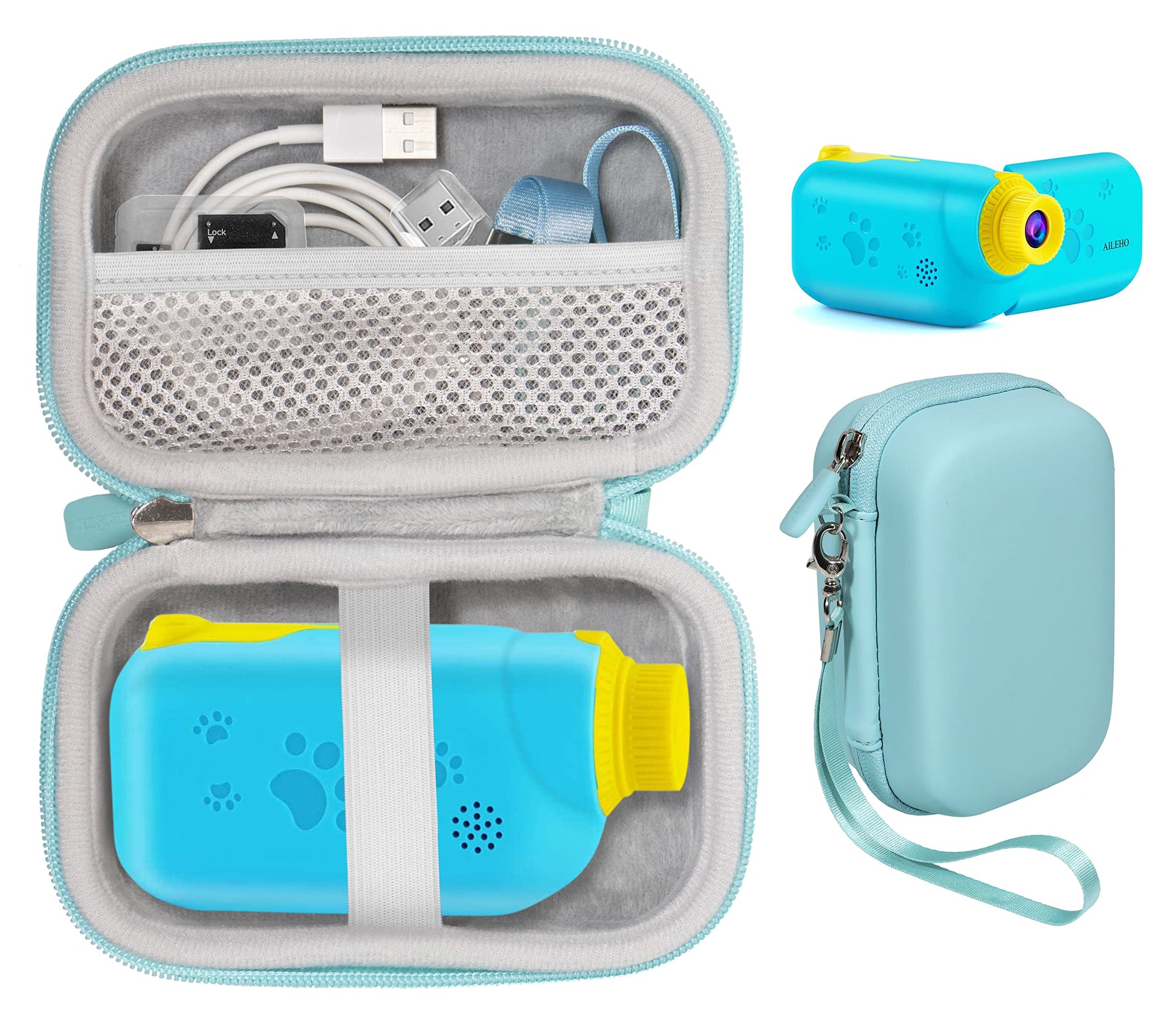 getgear case for Kids Video Cameras Compatible with AILEHO, Goopow, SUZIYO, PROGRACE, organizing Travel case with mesh Pocket and Detachable Wrist Strap GETGEAR