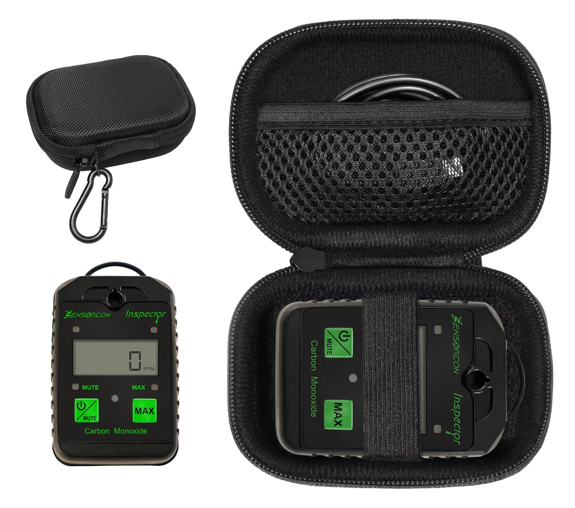 GETGEAR Carbon Monoxide Monitor Case for Sensorcon Inspector/Inspector 2, Industrial/Industrial PRO CO Carbon Monoxide Monitor, AV8 Inspector, mesh pocket for USB cable GETGEAR