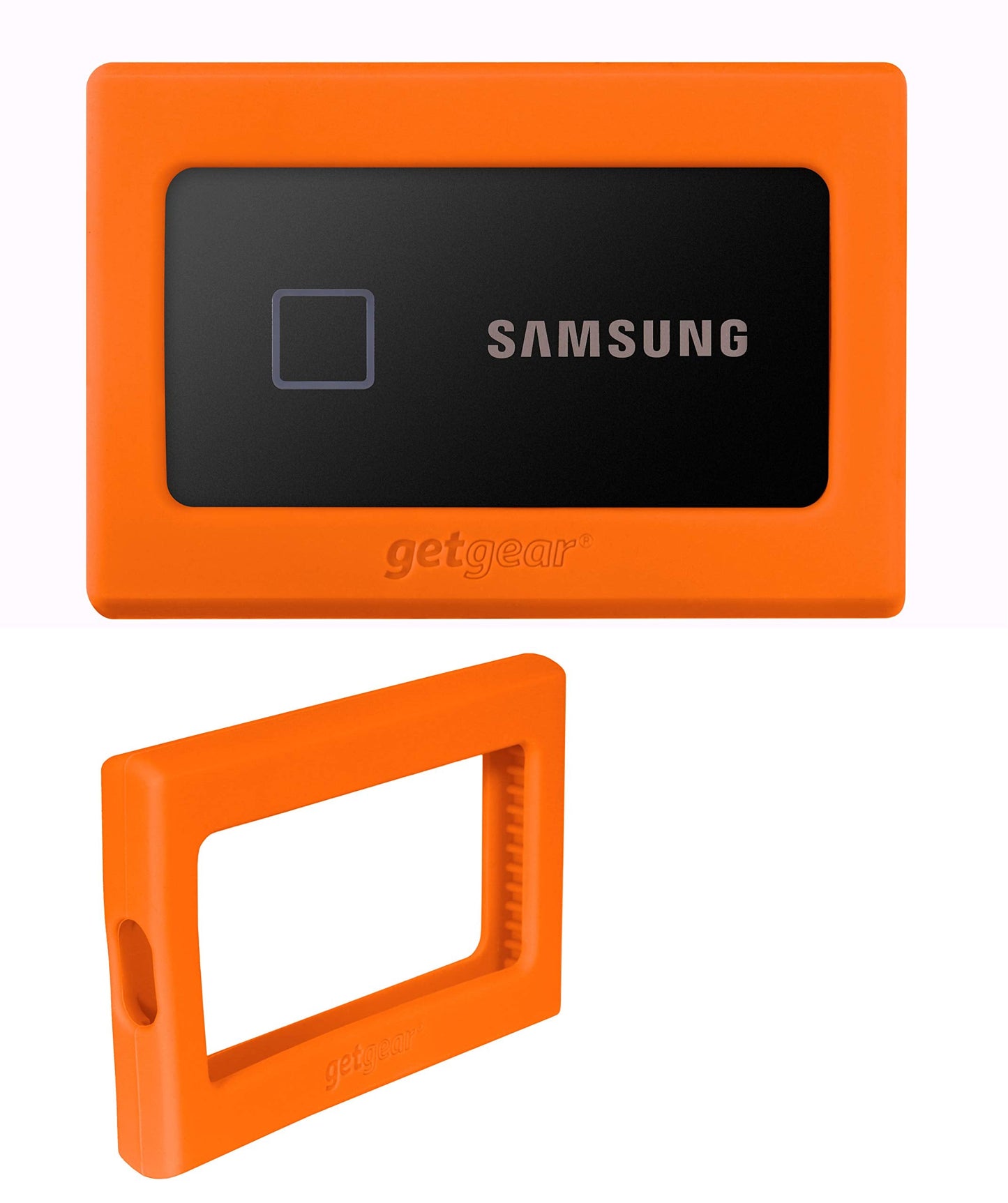 getgear Silicone Bumper for Samsung T7 Touch Portable SSD - 1TB, 2TB, 500GB, USB 3.2, Strong-Shock Absorbing, Slip-Resistant- Black GETGEAR