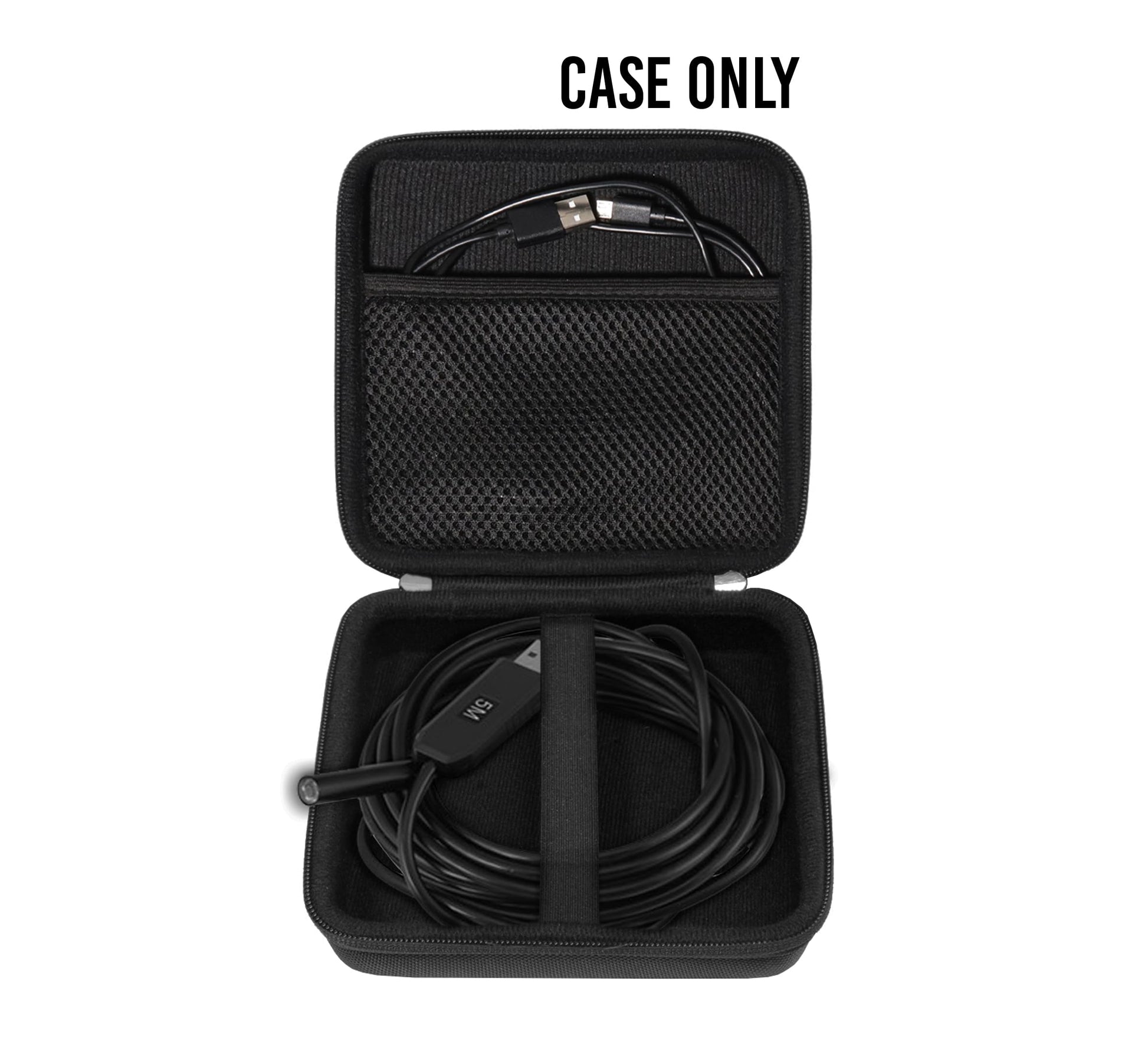 WGear endoscope case for Depstech Wireless, USB, Wireless Borescope, AKASO, iksee, BlueFire, Mousand, Fantronics, ROTEK, mesh pocket for side mirror, hook etc WGear