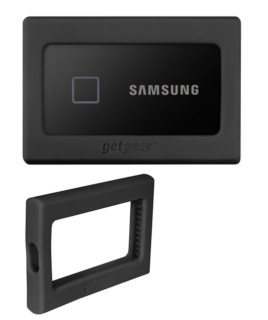 getgear Silicone Bumper for Samsung T7 Touch Portable SSD - 1TB, 2TB, 500GB, USB 3.2, Strong-Shock Absorbing, Slip-Resistant- Black GETGEAR