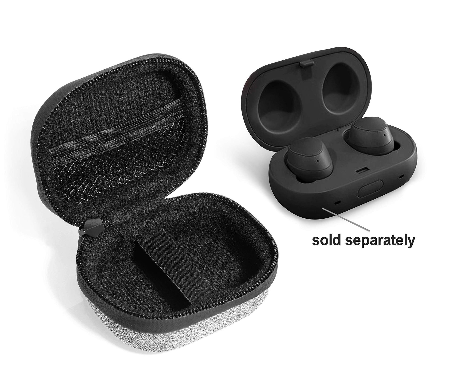 Tweed Gray getgear Case for Samsung Galaxy Buds, Pro, Live, Plus, Customized case for Bluetooth True Wireless Earbuds Charging case, mesh Accessory Pocket GETGEAR