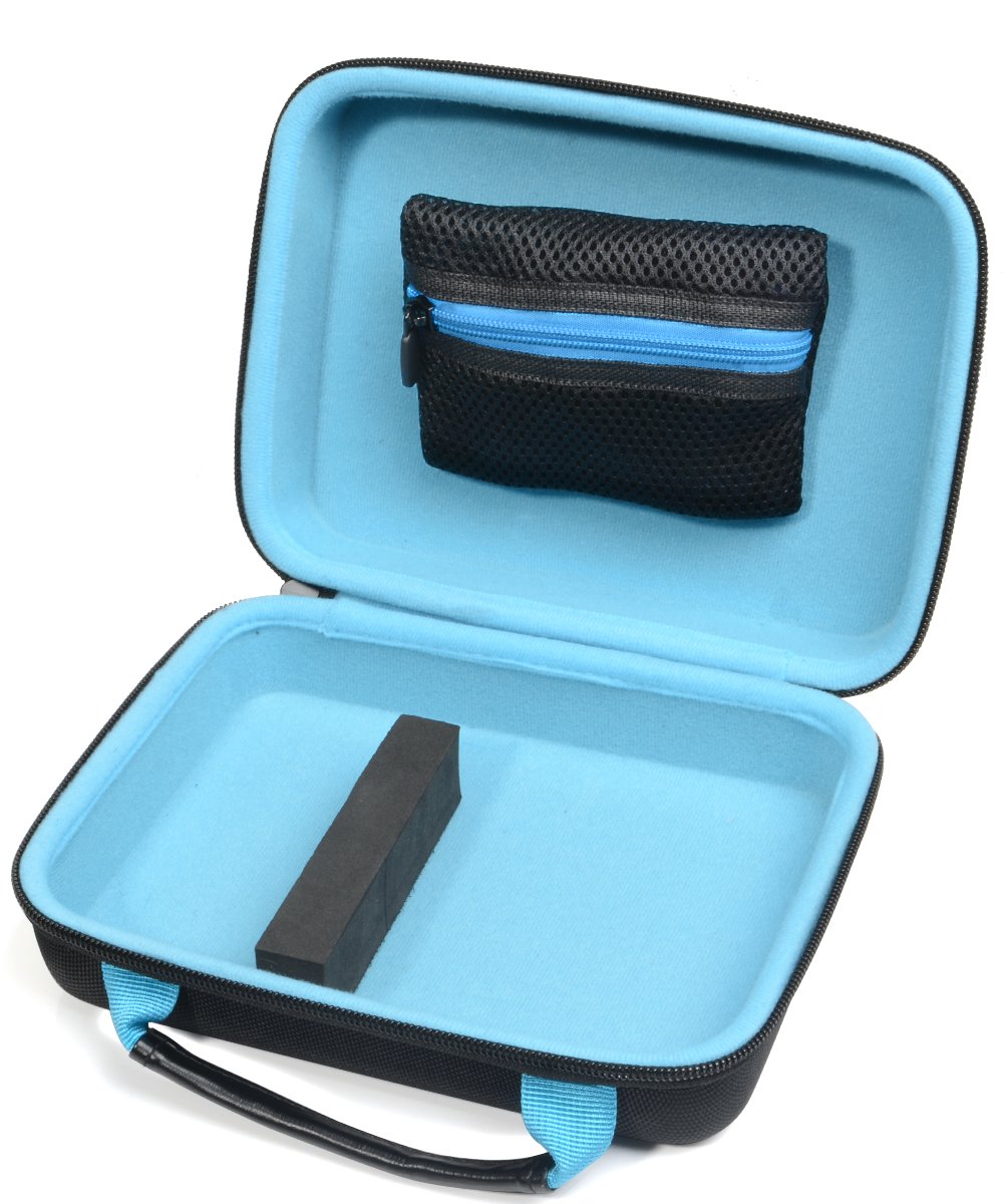 WGear Protective Case for Holy Stone HS160 Shadow FPV RC Drone kit, Smart strong divider protecting HS160 and Remote controler, zipper mesh pocket for cable, back up batteries and charger, black +blue WGear