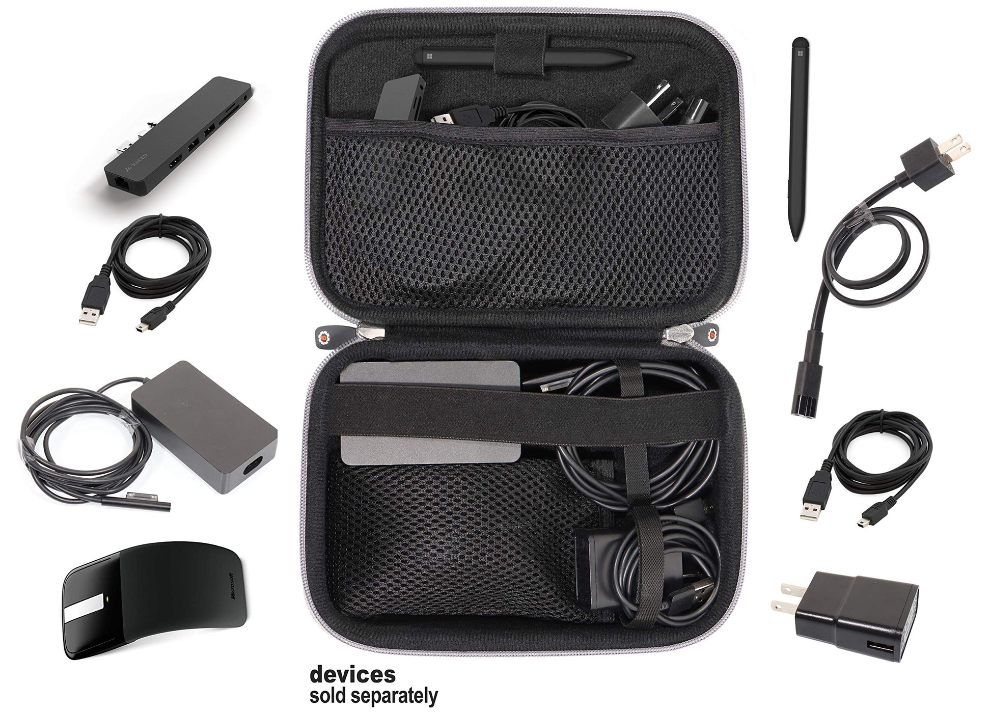 Microsoft Surface Accessories organizing case, by getgear, for Surface Dock, Surface Charger Adapter, Surface Arc Mouse, Surface Pen, Surface USB 3.0 Hub Docking Station and Others GETGEAR