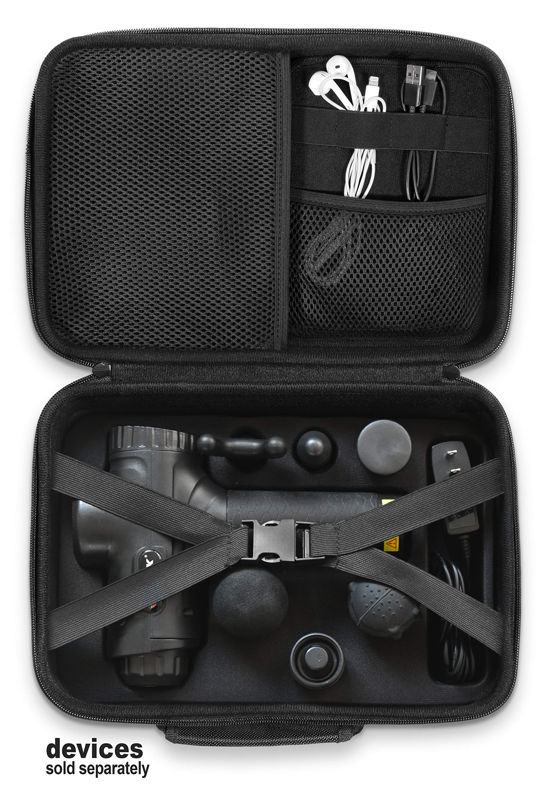 GETGEAR case for 2019 Hyperice Hypervolt Plus with Slots for 5 Head and Attachment, All in one Gym Case for Universal Muscle Massager Gun, Towel, Oil, Cream, Earbuds and Other Carry-on Essentials GETGEAR