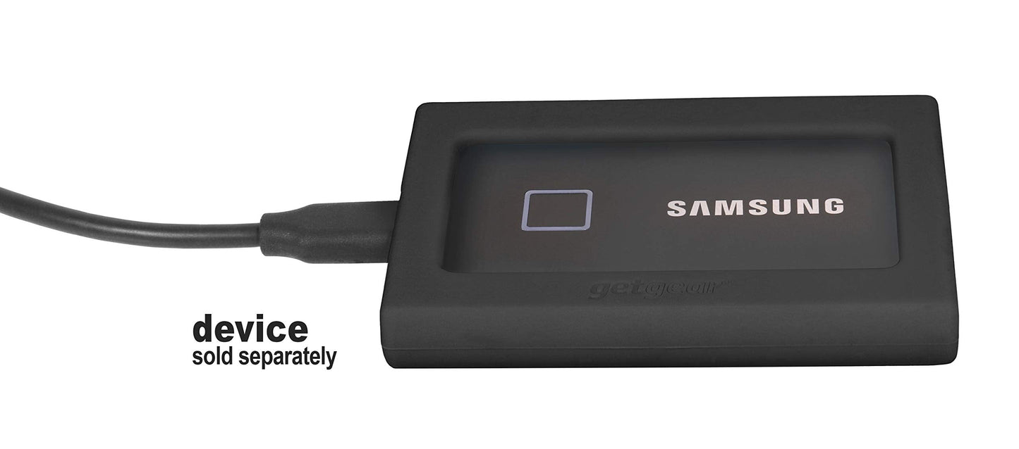 getgear Silicone Bumper for Samsung T7 Touch Portable SSD - 1TB, 2TB, 500GB, USB 3.2, Strong-Shock Absorbing, Slip-Resistant- Black GETGEAR