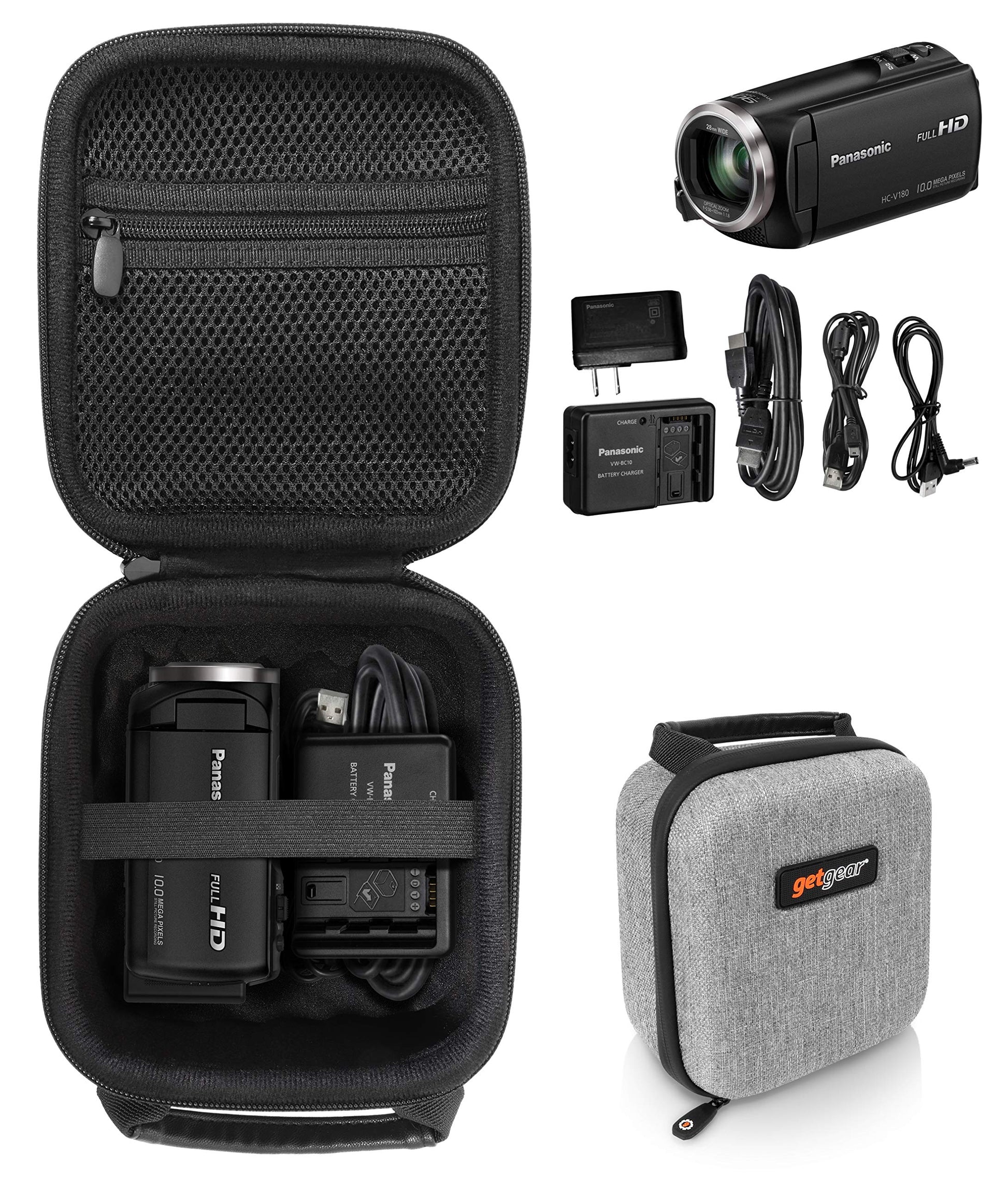 getgear Video Camera Camcorder Case for Panasonic Full HD Video Camera Camcorder HC-V180K, HC-V770; Canon VIXIA HF R800; Sony HDRCX405, CX440, CX240; LINNSE, kicteck, kimire, Heegomn, SEREER, ORDRO GETGEAR