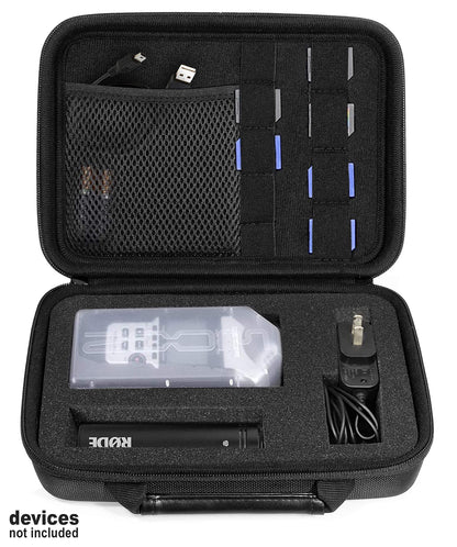 Professional Portable Recorder Case with DIY foam inlay for ZOOM H1, H2N, H5, H4N, H6, F8, Q8 Handy Music Recorders, Charger, Mic Tripod Adapter and Accessories (Polyester Black) WGear