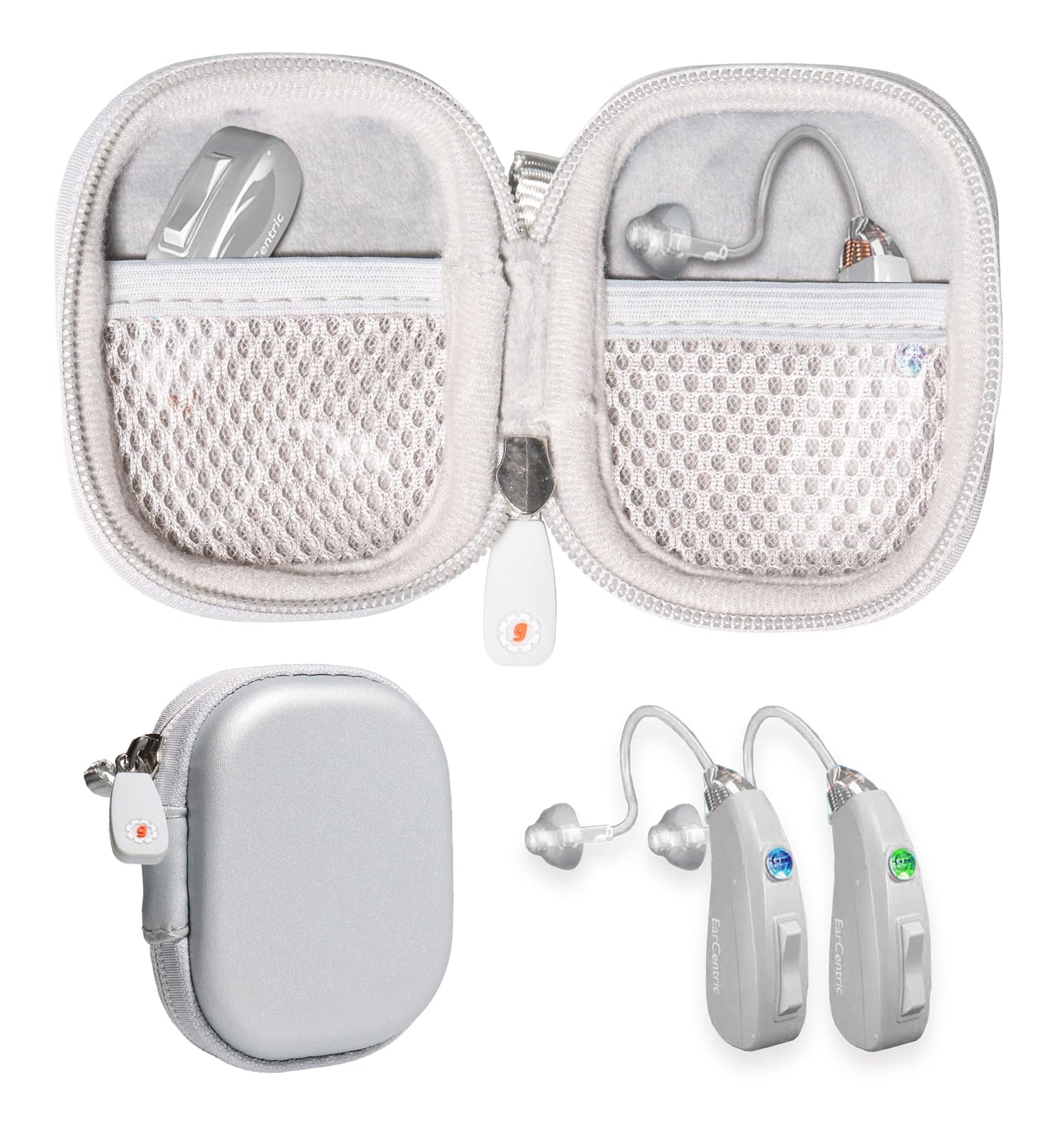 Designed Protective Case for Hearing Aid, Hearing Amplifier, Personal Sound Amplifier, Hearing Device, Listening Device, Strong Mini Case with Mesh pocket(Rose gold) GETGEAR