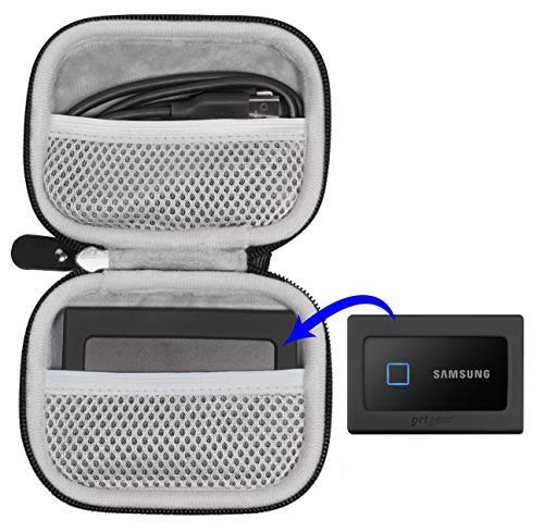 getgear Silicone Bumper for Samsung T7 Touch Portable SSD - 1TB, 2TB, 500GB, USB 3.2, Strong-Shock Absorbing, Slip-Resistant- Black GETGEAR