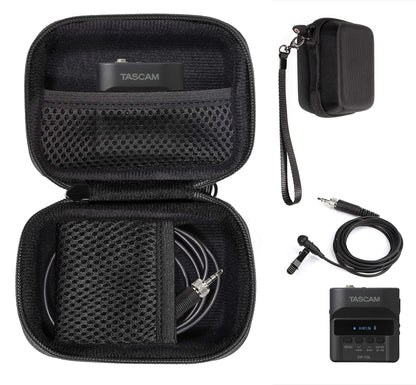 getgear Case for Tscam DR-10L Digital Audio Recorder, mesh Pocket for Lavalier Mic and SD Cards, card reader, Comes with Carabiner for Easy Carrying GETGEAR