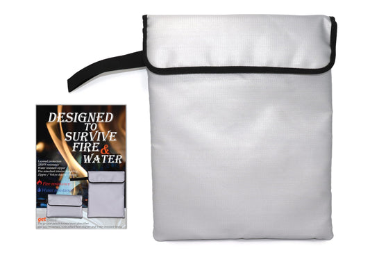 GETGEAR Fireproof Document Bag, Fire and Water resistant Safe Protects legal documents, contract, Birth Certificates, Cash and other Valuables, handle for easy carrying