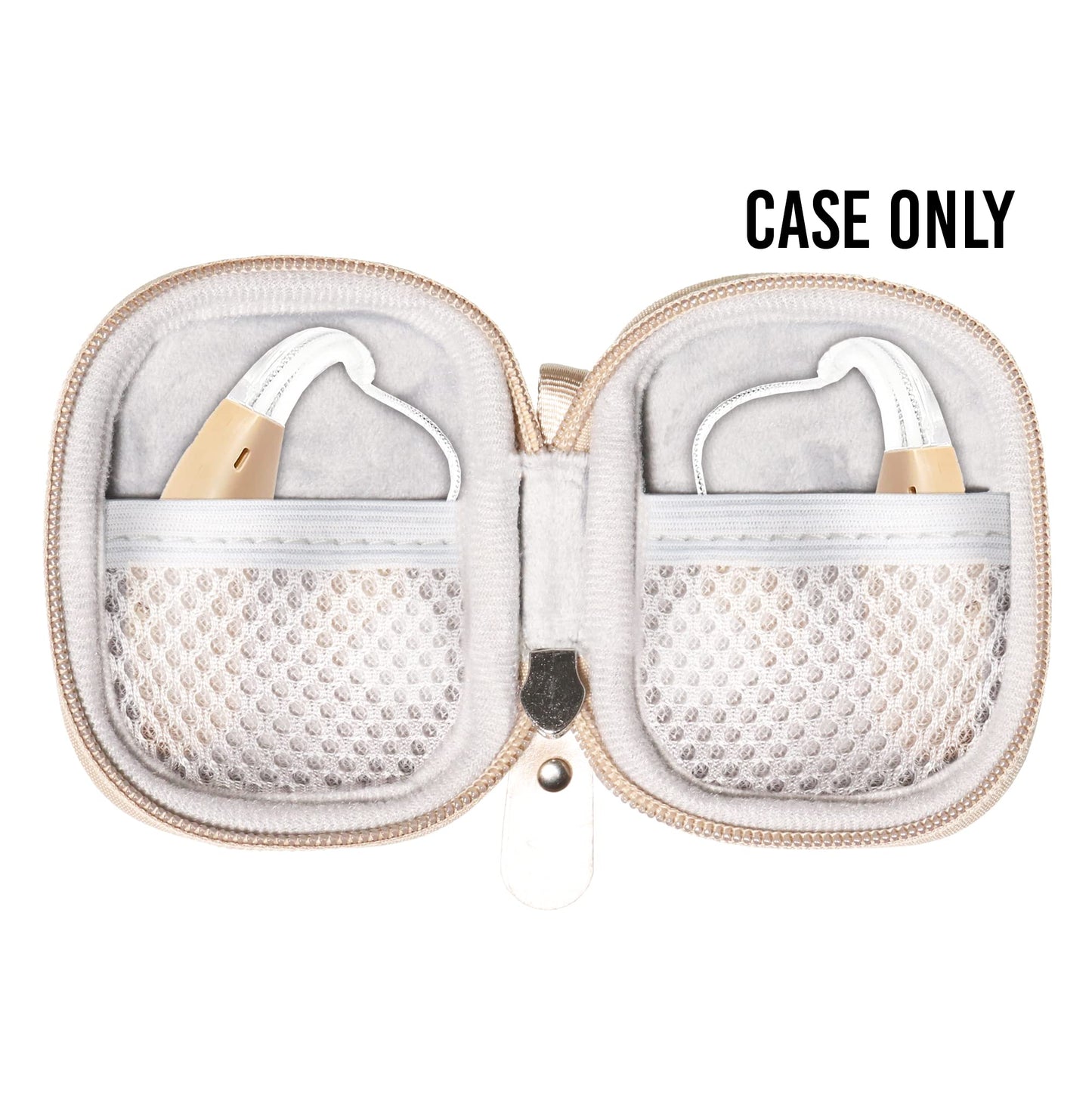 Designed Protective Case for Hearing Aid, Hearing Amplifier, Personal Sound Amplifier, Hearing Device, Listening Device, Strong Mini Case with Mesh pocket(Rose gold) GETGEAR