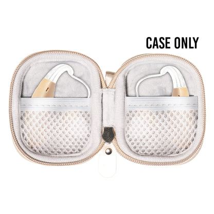 Designed Protective Case for Hearing Aid, Hearing Amplifier, Personal Sound Amplifier, Hearing Device, Listening Device, Strong Mini Case with Mesh pocket(Rose gold) GETGEAR