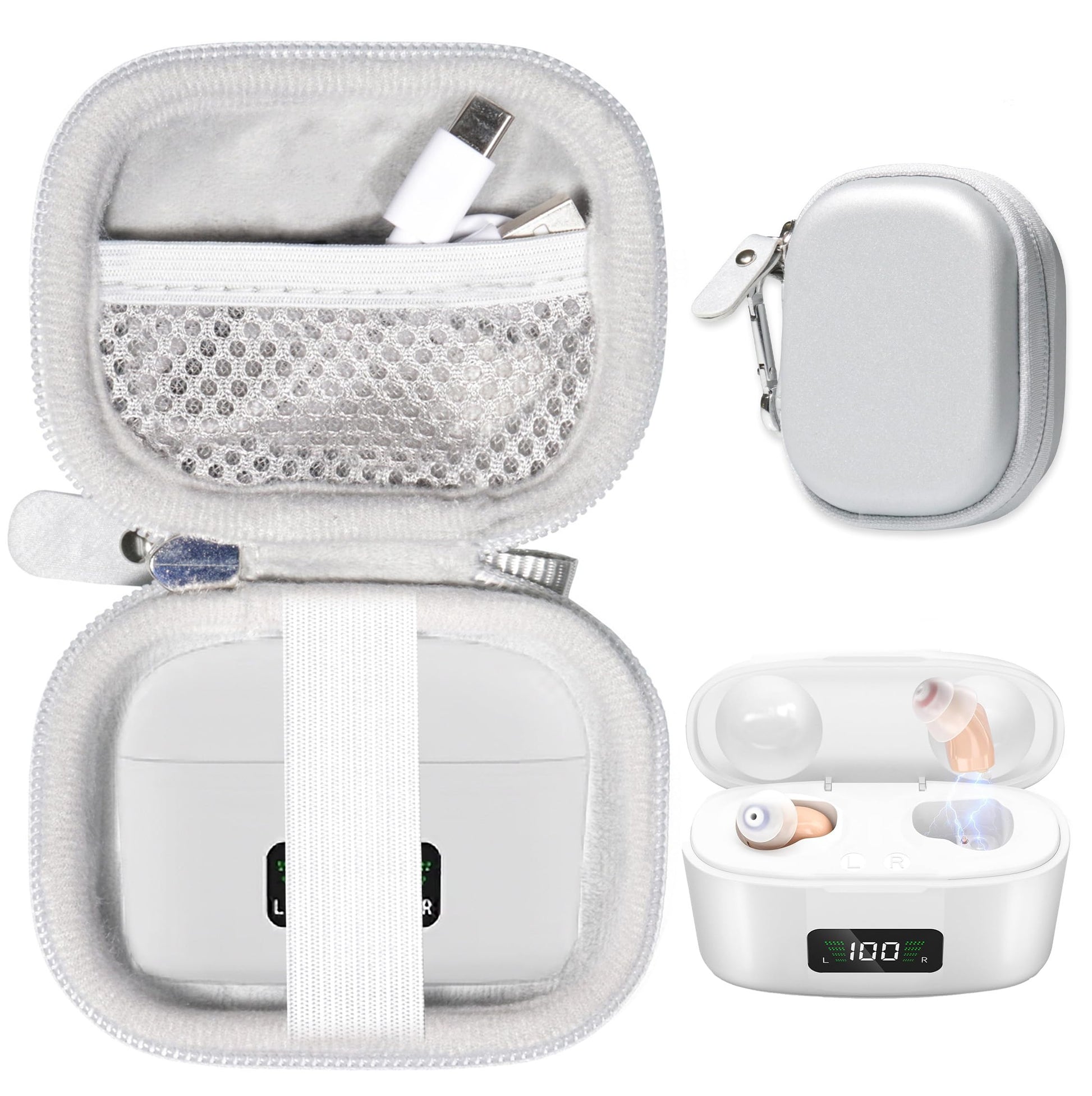 GETGEAR Protective Case for Hearing Aid compatible with Wuvee OTC Hearing Aids E100 for Seniors Severe Hearing Loss GETGEAR