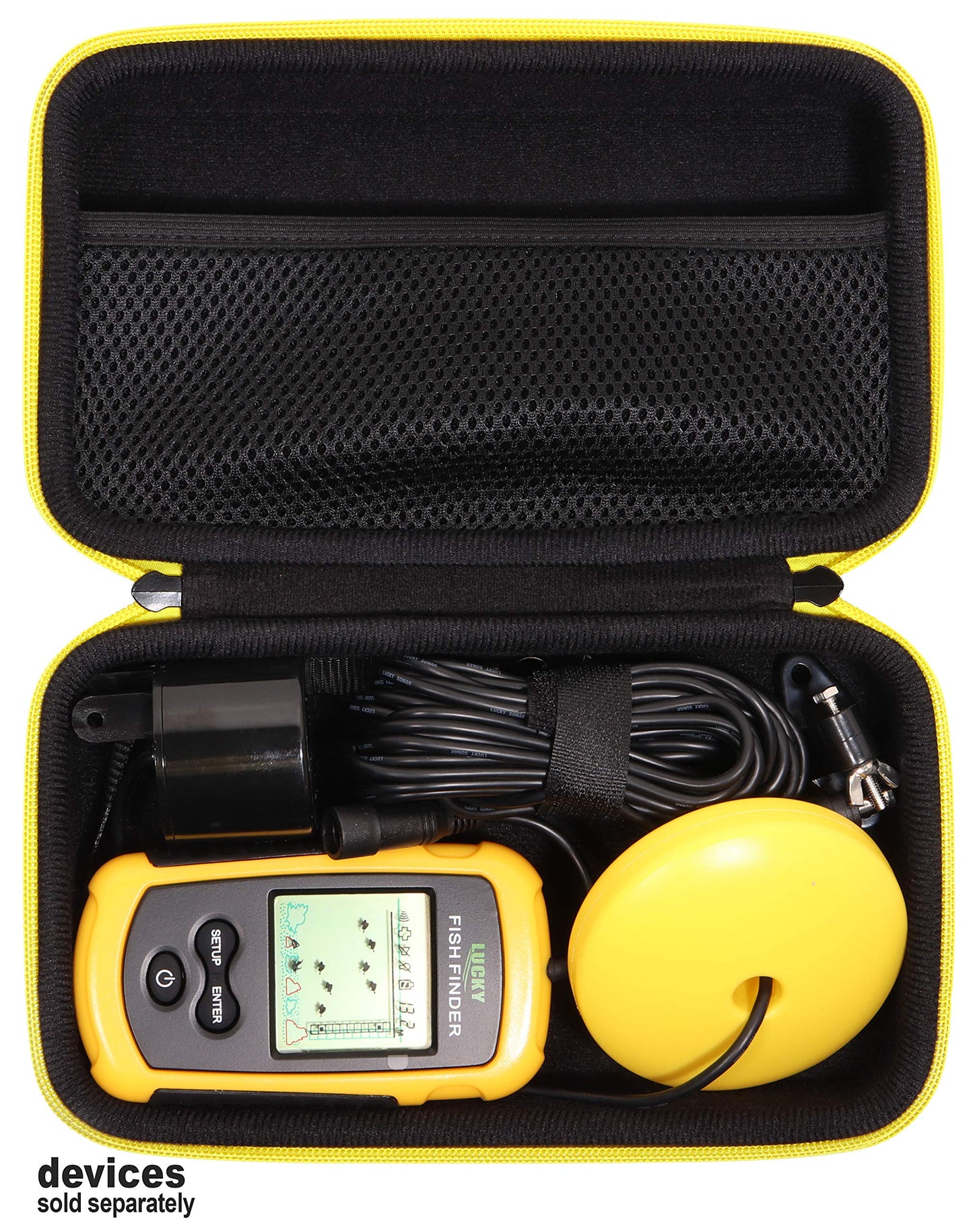 Getgear Case for LUCKY Handheld Fish Finder, Hayak Fish Finder, Sonar Sensor, Venterior, mesh accessories pocket GETGEAR